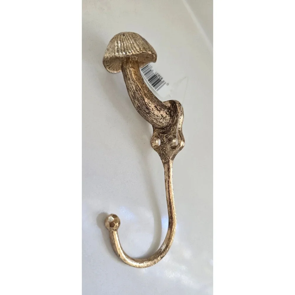 Gold Mushroom Wall Hook Metal Toadstool Decorative Coat Hat Hanger Cottagecore